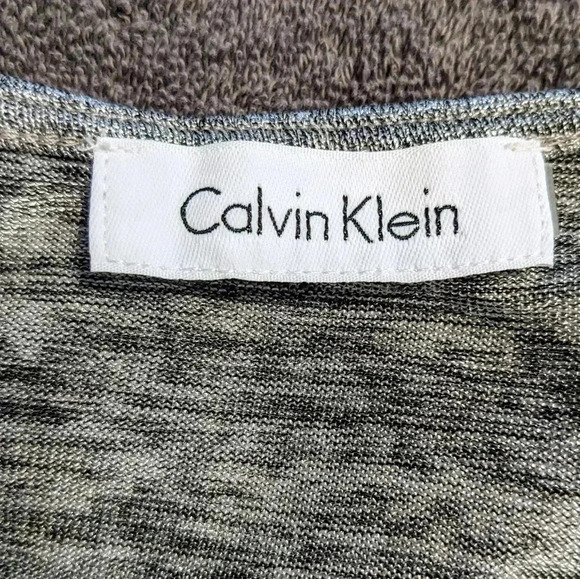 Calvin Klein Women Tank Top Gray Silver Metallic Keyhole Sleeveless Stretch Sz L - Picture 6 of 6